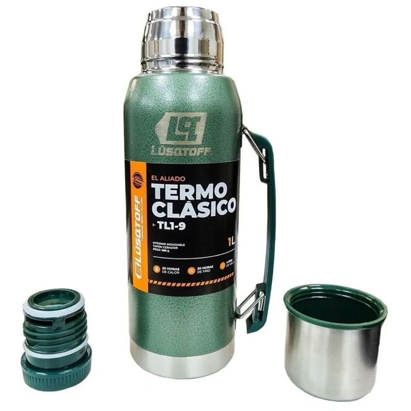 Termo-Lusqtoff-TL1-9-Acero-Inoxidable-1L-FrioCalor-Verde-Militar-1