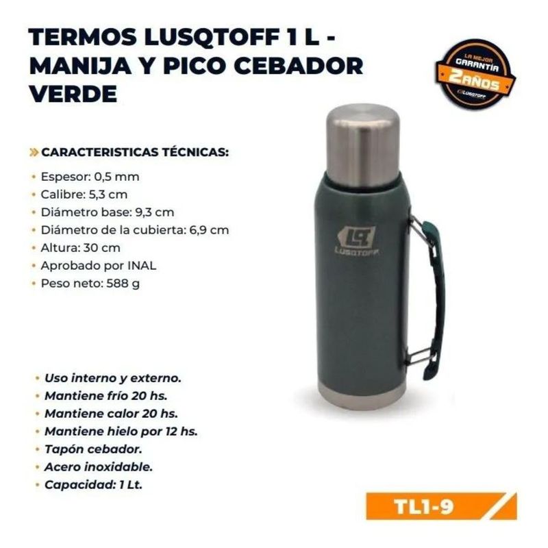 Termo-Lusqtoff-TL1-9-Acero-Inoxidable-1L-FrioCalor-Verde-Militar-7
