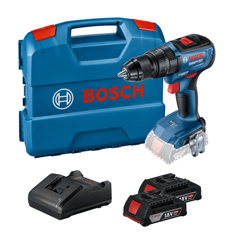 Taladro atornillador percutor de ½” Bosch GSB 18V 50 2 baterías y maletín –  Abrafer SRL – Ferreteria Industrial