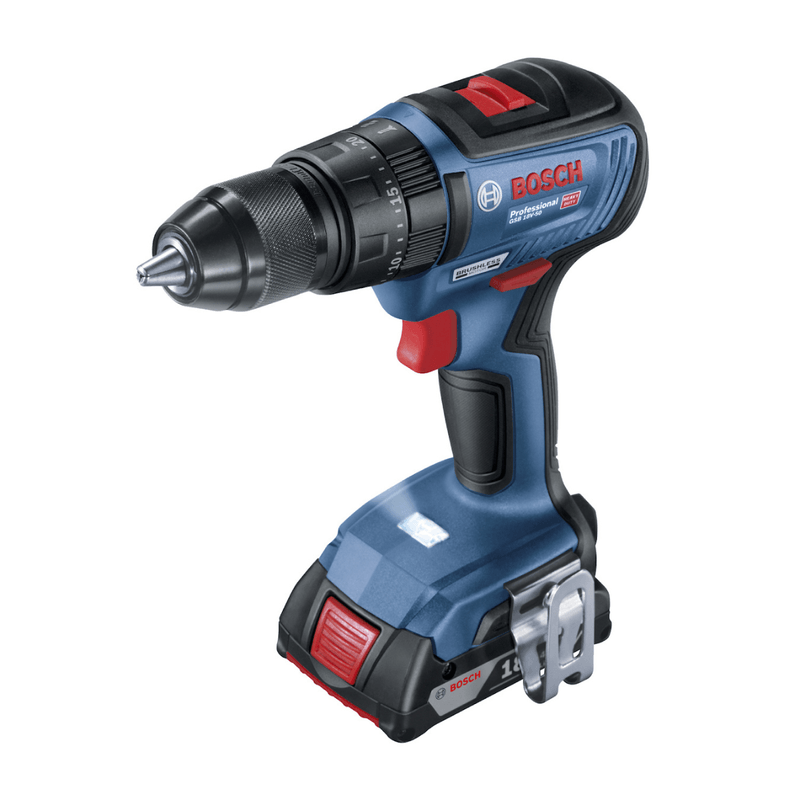 Taladro atornillador BOSCH GSR 18V-55 - 2 Baterías Li 2Ah + Cargador 18V-40  + Maletín 