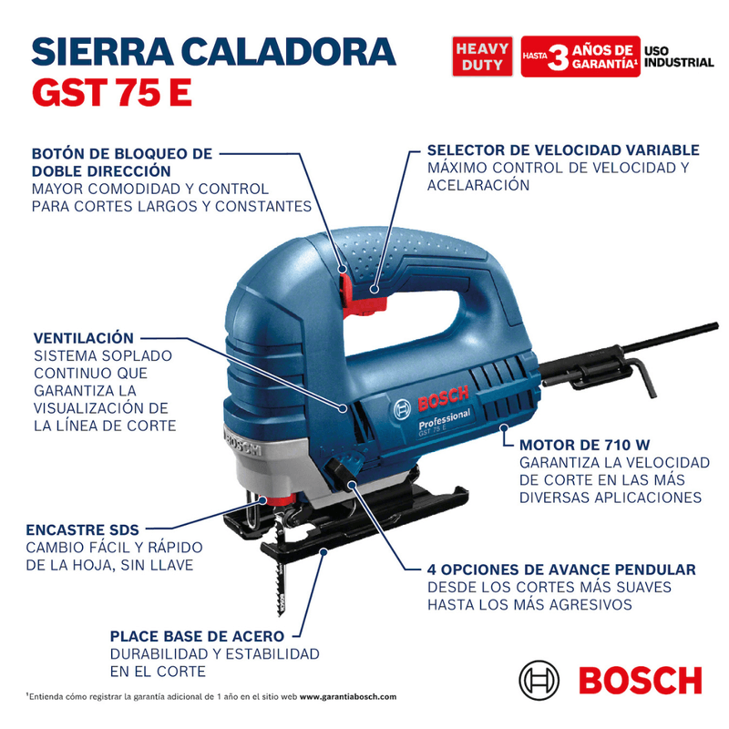 Sierra caladora 7100W #GST 75 E Bosch **Producto sin IVA