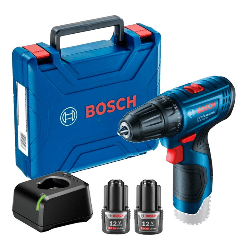 Casa de los Taladros SRL - Taladro a batería Bosch GSR120-LI de 12v  Potencia y durabilidad para tareas de atornillado y taladrado.  Características: •Tensión de la batería 12 V •Torque (suave/duro/máx.)  30/13/