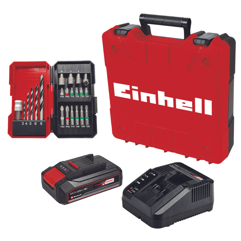 Einhell TE-CD 18/2 Li Kit 2x1.5Ah Taladro Percutor Inalámbrico + 2 Baterías  18V + Cargador + Maletín